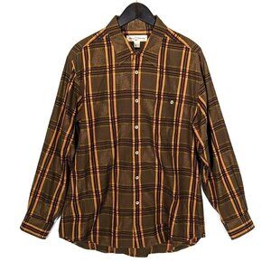 Tommy Bahama Loose Fit Plaid Button Down Shirt Mens Large Fall Browns Gold